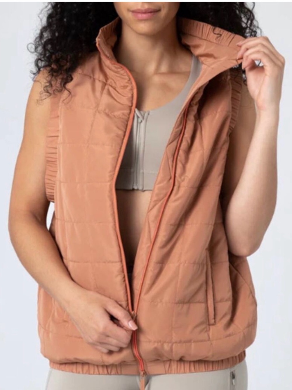 Savvi Women's Quilted Vest in Dusty Peach